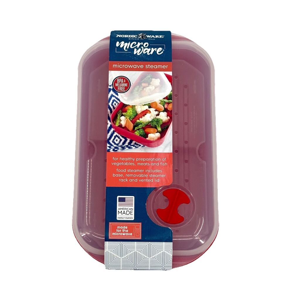 Nordic Ware Microwave Vented Food Vegetable Seafood Steamer 3 Piece NEW